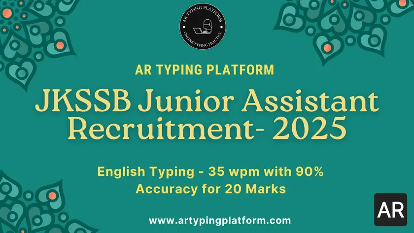 Jammu & Kashmir SSB (JKSSB) Junior Assistant Recruitment 2025 English Typing Rules.